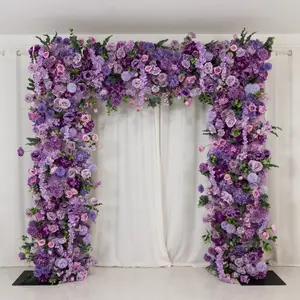 Roll Up Flower Backdrop for Arch Stand - Lavender Lilac with Fabric Backing, 8ftx8ft - Artificial Silk Roses, Hydrangeas & Chrysanthemums for Wedding Backdrop