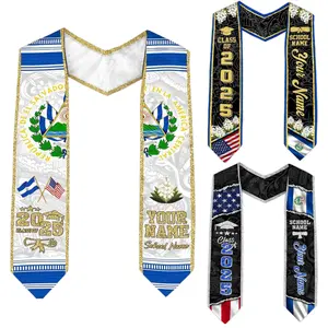 Customized El Salvador Graduation Stole Class of 2025, Salvadoran American Flag Graduation Sash, Personalized Salvadoran Graduation Sash 2025