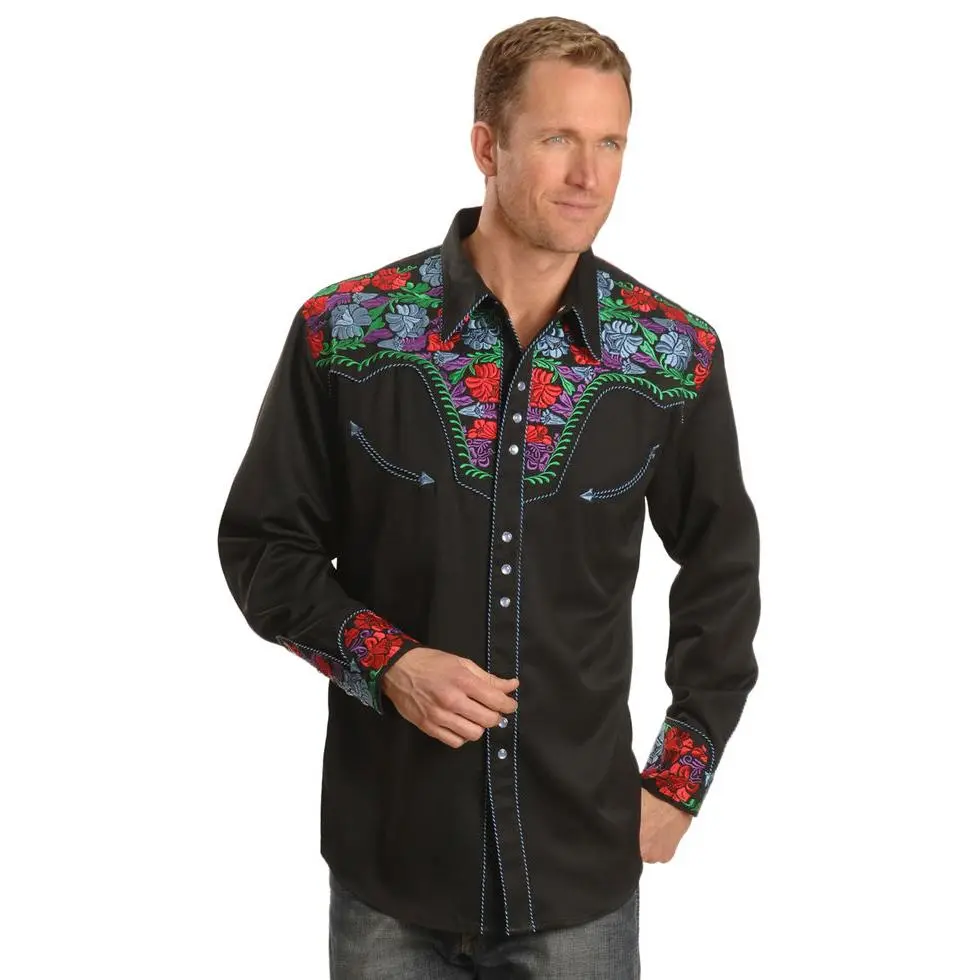 Scully Vibrant Floral Embroidered Retro Western Shirt