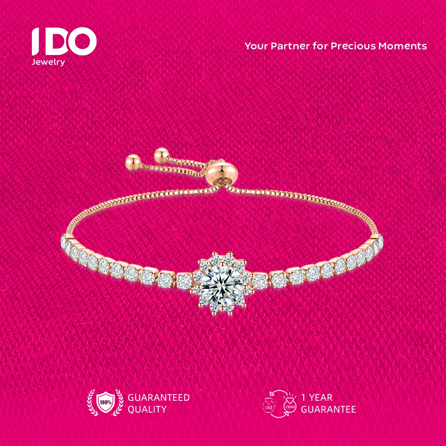 [Live Sale] B07 Platinum Coating Moissanite Aster Bracelet I DO Jewelry Women Accessories Elegant Beautiful Luxury Adjustable Beautiful and Luxurious No Fade No Rust with 1 Year Guarantee Passed Diamond Selector