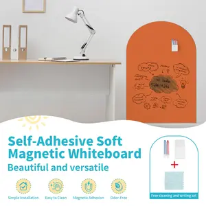Self-Adhesive Soft Magnetic Whiteboard, Arched Design, Scratch-Free Surface, Excellent Magnetic Grip, Ideal for Kids' Spaces & Home Office Use, Portable Wipeable Board
