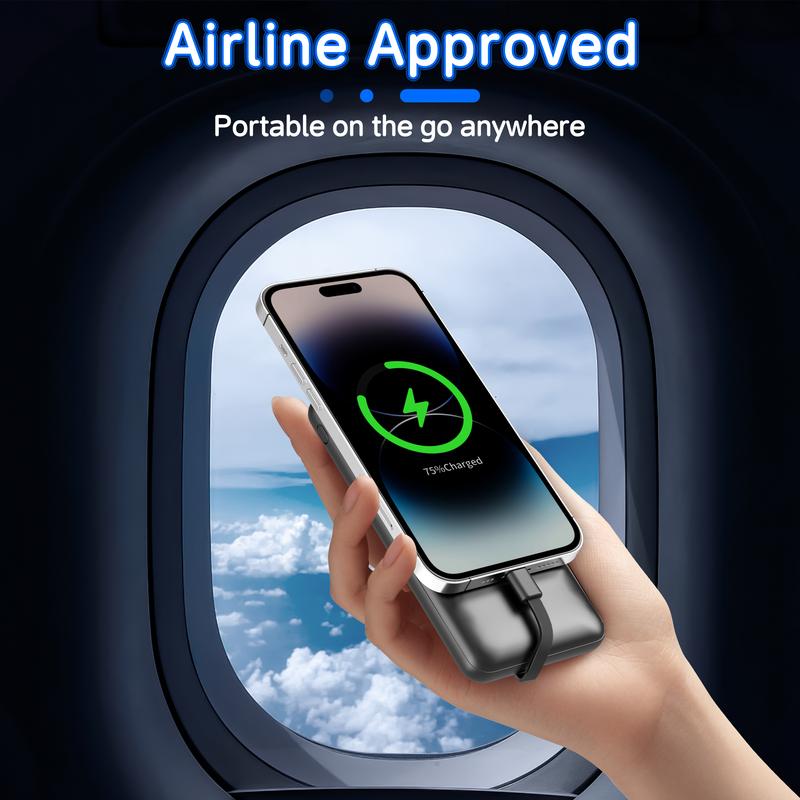 Slim 10000mAh Portable Charger, 22.5W Fast Charging Power Bank w/ Integrated Cables, 4 Outputs & 2 Inputs for iPhone, Samsung, Google Pixel, iPad More