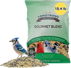 Armstrong Bird Food Gourmet Blend, 15.4 Pounds - with White & Red Millet, Cut Corn, Wheat, Black Oil Sunflower, Striped Sunflower, Peanuts & Safflower for Blue Jays and Northern Cardinals