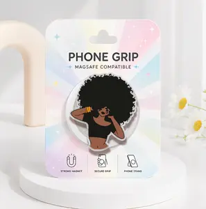 Afro Queen MagSafe Phone Grip, Black Girl Magic Phone Holder, Strong Magnetic Pop Socket, Aesthetic Empowerment Phone Accessories,, Melanin Queen Kindle Holder