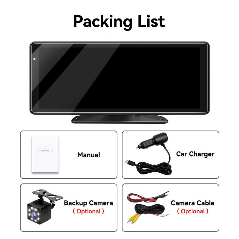 Venbes 9 Inch Portable Carplay Android Auto Touch Screen, Car Video Player, Wireless Mirror Link, USB Bluetooth-compatible Player, Easy Installation, TF Card Support