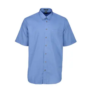 River's End Mens Ezcare Woven Collared Short Sleeve Button Up Shirt Casual Tops Casual - Blue