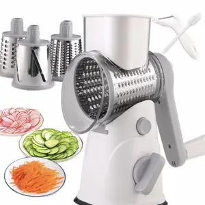 Multi-function Tabletop Drum Grater with 5 Blades & Strong Suction Cup Base Kitchen Slicer Utensils for Efficient Food Grating & Slicing Vegetables Fruits