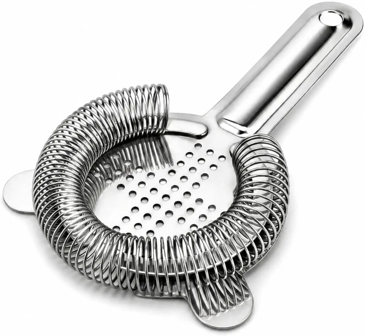 Professional Hawthorne Cocktail Strainer, Food-Grade 304 Stainless Steel Bar Strainer with High-Density Spring, Ergonomic Drink Strainer for Cocktails, Shakers, and Mixing Glasses - Silver