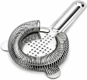 Professional Hawthorne Cocktail Strainer, Food-Grade 304 Stainless Steel Bar Strainer with High-Density Spring, Ergonomic Drink Strainer for Cocktails, Shakers, and Mixing Glasses - Silver