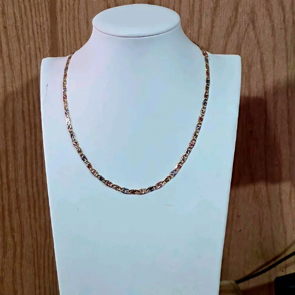 cadena valentin gold-plated tres oros 14k 18in 4m alta calidad