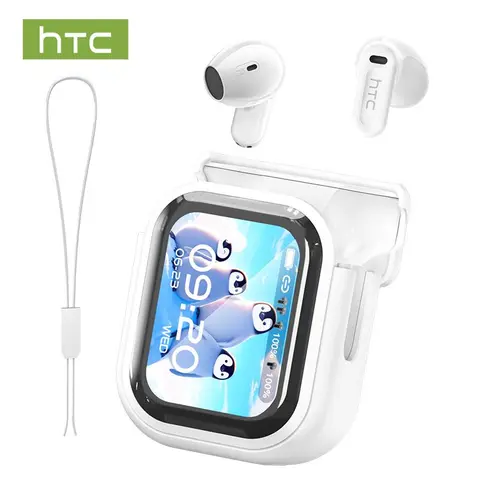HTC NE20 OWS In-Ear Chargeable Wireless Bluetooth Earbuds - 30mAh Stereo Audio Headphones, Bluetooth 5.4, LED Display Charging Case, IPX4 Water Resistant, Built-in Microphone, 3-Month Warranty, Mobile Phone Call Functionality (Suitable for Sports)