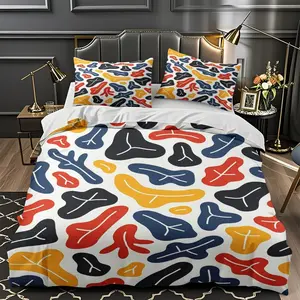 2/3Pcs Comfortable Abstract Geometric Pattern Quilt Cover Set, High-Definition Digital Printing, Suitable For All Year Round! Clearance Sale Perfect Gift 100% Polyester Fiber Machine Washable (1 Duvet Cover +1/2 Pillowcase, No Filling)