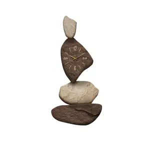 32" Large Stone Shape Japandi Wall Clock Unique Irregular Home Decor Art Living Room