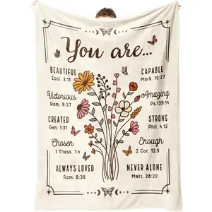 Christian Gifts for Women, Christian Floral Throw Blanket, Birthday Religious Gifts for Women Friendship, Inspirational Scripture Faith Gift for Friend, Sister, Mom, DaughterWarm nap Blanket