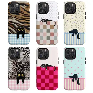 Black Cat Cozy Quilt Collection – Phone Gloves, Suitable for iPhone 17/16/15/14/13/12/11, Shock Absorbing, Anti Slip, Lightweight, New Fashion Trend Design, Men's and Women's Protector, High Quality Air Cushion Protective Gloves , Soft Shell Protectors Ca