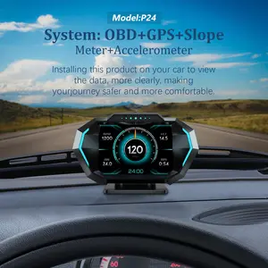 Obd2 Gauge Display With Speed  Heads Up For Cars P24 Consumption Rpm Overspeed Alarm Obd+gps Digital Speedometer Suitable All Car