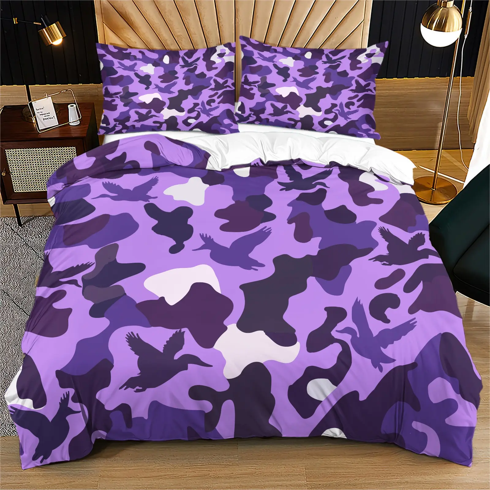 Dream Camo Bird Comforter Set, 1 Piece Without Core + 1/2 Pillowcases, Y2K Sweet Cool Style Bedding, Super Soft and Comfortable