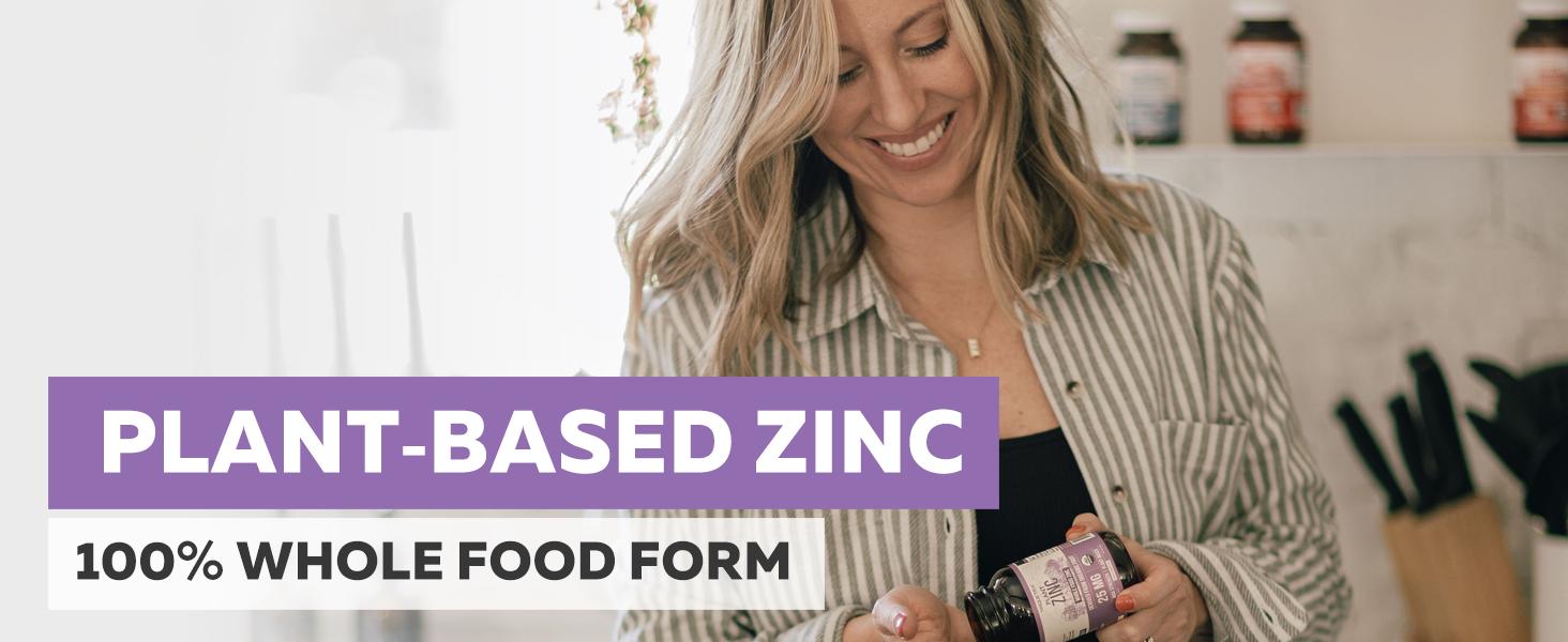 Organic Zinc 25 mg | Whole Food Zinc from Organic Fruit – Water Extracted, Vegan, GMO-Free – Supports Skin, Immunity & Antioxidant Health –60 Servings Supplement Nutrition