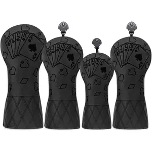 Jqk Embroidered Golf Club Head Covers, Golf Accessories, Dust-Proof & Durable Materials, Protects Hybrid Driver, Fairway Wood, Putter, Iron Heads