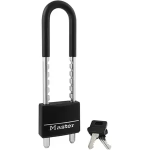 Master Lock D Adjustable Shackle Padlock with Key, Black