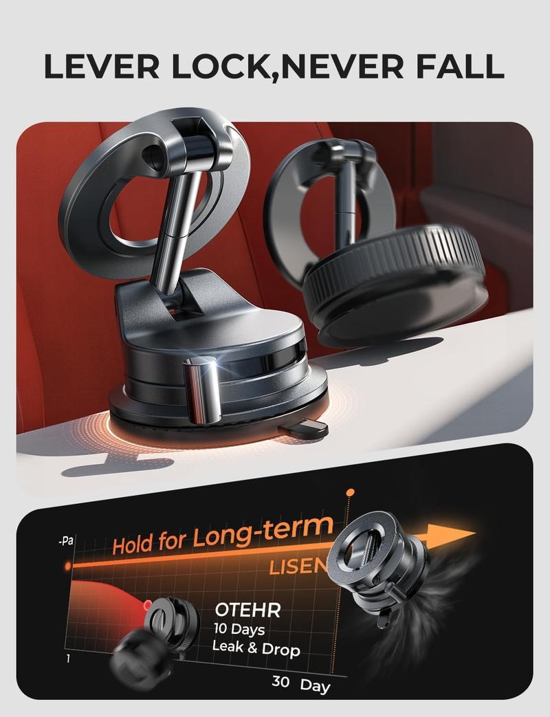 LISEN Suctionpro Phone Holder, 360°Vacuum Car Phone Holder, Suction Phone Mount with One-Step Lock, Retractable, Compact & Stable Design, Car Accessories LISEN Suctionpro Phone Holder, 360°Vacuum Car Phone Holder, Suction Phone Mount with One-Step Lock, Retractable, Compact & Stable Design, Car Accessories
