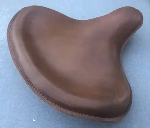 Harley Police Style Panhead Knucklehead Flathead EL WL ULH  Brown Genuine Leather Seat