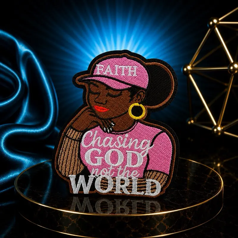 Chasing God Not The World Iron-On Patch, Durable Embroidered Badge for Clothing, Bags, Hats