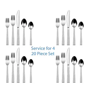Mainstays 20 Piece Nalla Stainless Steel Flatware Set, Silver, Service for 4, 6.45lbs