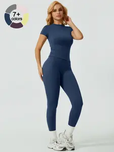 Women's Sportswear Set, Slimming High-Waisted Design, Y-Shaped Stitching, Enhances Waistline & Hips, Comfortable Fit, Ideal for Active Wear, Workout Running Outfits