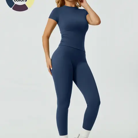 Women's Fitness Sportswear Set, Slimming High-Waisted Design, Y-Shaped Stitching, Butt Lifting & Tummy Control, Comfortable Fit, Ideal for Workout, Sports Clothing Set