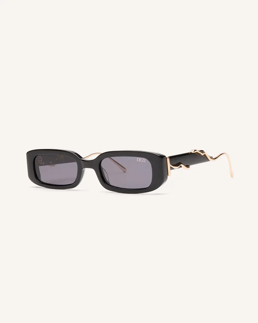 DEZI LIL' DRIPPY Sleek Rectangular Sunglasses, Stylish Melting Metal Frame with CR39 Lenses
