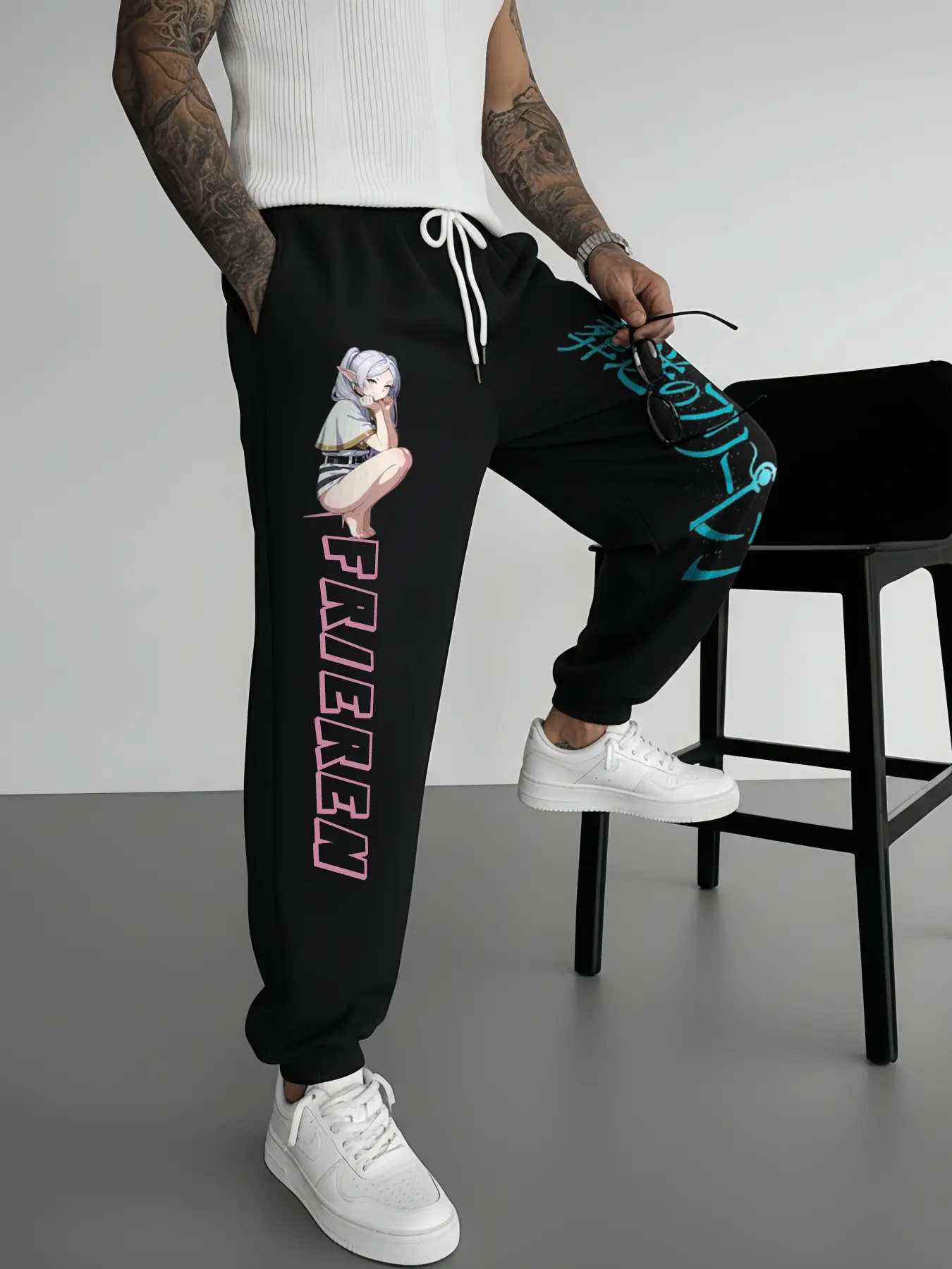 Men's Frieren Print Joggers with Deep Pockets, Women's Stylish Skinny Jogger Pants, High Quality Sweatpants for Fitness & Casual Wear, Casual Sports Trousers