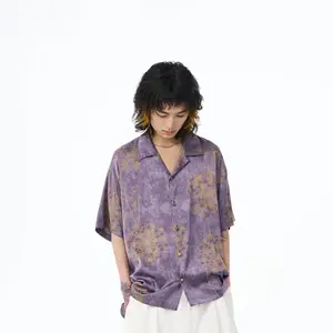 EPIC POETRY Dandelion Cuban Half Shirt Purple