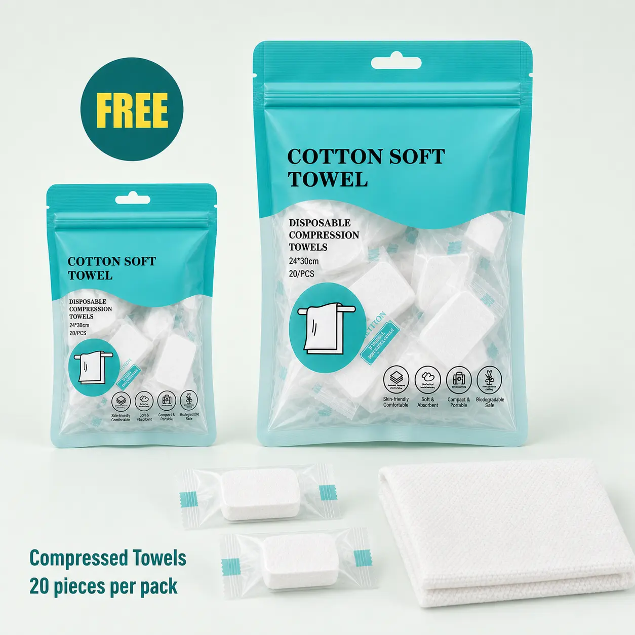 [Buy 1 Get 1 Free] 40Pcs XL Portable Compact Washcloths, Soft Bath Towels for Gym Workouts & Outdoor Travel (Beauty & Personal Care Bathing Accessories)