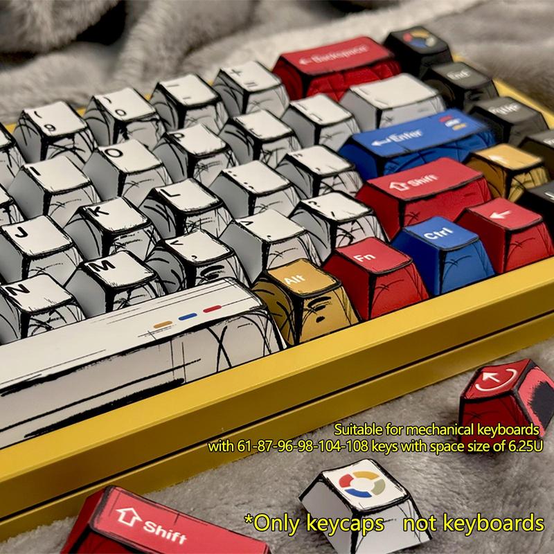 Mixed Color Keycap, PBT Material Keycap, Round Keycaps, Keyboard Keycap for 6.25U Space 61 68 75 87 98 100 104 108 Keyboard, Computer Accessories, Gaming Room Accessories, Boyfriend Gift #TOP PICKS