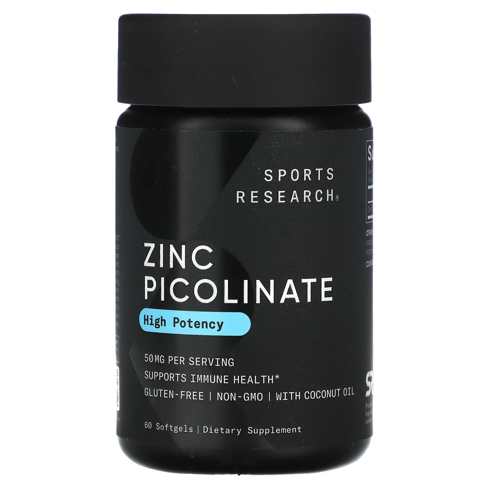 Sports Research Zinc Picolinate, High Potency , 50 mg, 60 Softgels