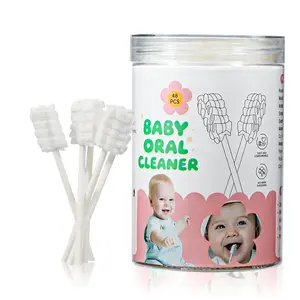 Baby Tongue Cleaner, Newborn Toothbrush, 48PCS Disposable Infant Clean Mouth,Gauze Gum Cleaner Baby Oral Cleaning Stick Dental Care for 0-36 Month