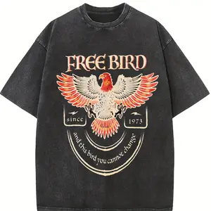 Women's Eagle Print Round Neck Tee, Casual Fashion Short Sleeve T-shirt for Daily Wear, Ladies Summer Clothes, Top