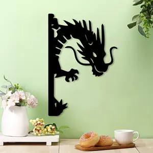 1 piece of Dragon Horn Metal Wall Decoration - Heavy duty Iron Black Dragon Door Stop and Arched Corner Guard, Retro Asian Fantasy Decoration, Suitable for Home, Office, Game Room - Ideal Christmas Gift for Dragon Enthusiasts