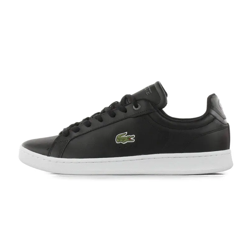 Lacoste Carnaby Pro Men's Sneaker with Black Leather and White Design, Ideal for Running and Training