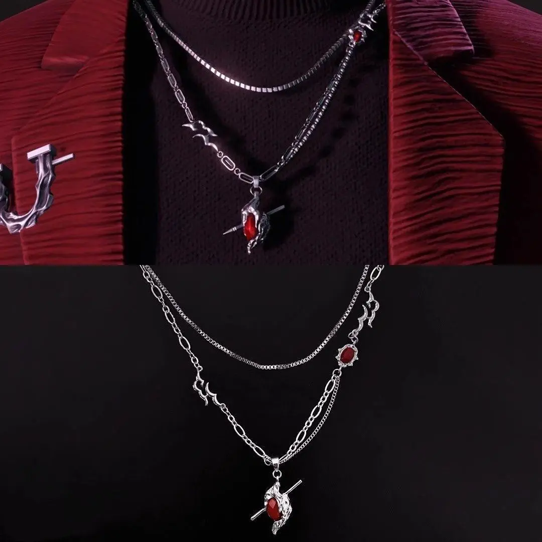 Game Love And Deepspace Sylus Necklace Cosplay Fashion Unisex Heart Pendant Alloy Jewelry Choker Accessories Props