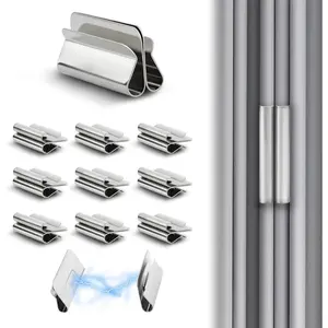 GJAHSH 10 Pairs Magnetic Curtain Clips, Strong Double-Sided Curtain Magnets Closure for Light Leakage, No-Pin Clip-On Curtain Weights for Bedroom, Office, and Shower Liners (20 Pcs, Silver/Neutral)