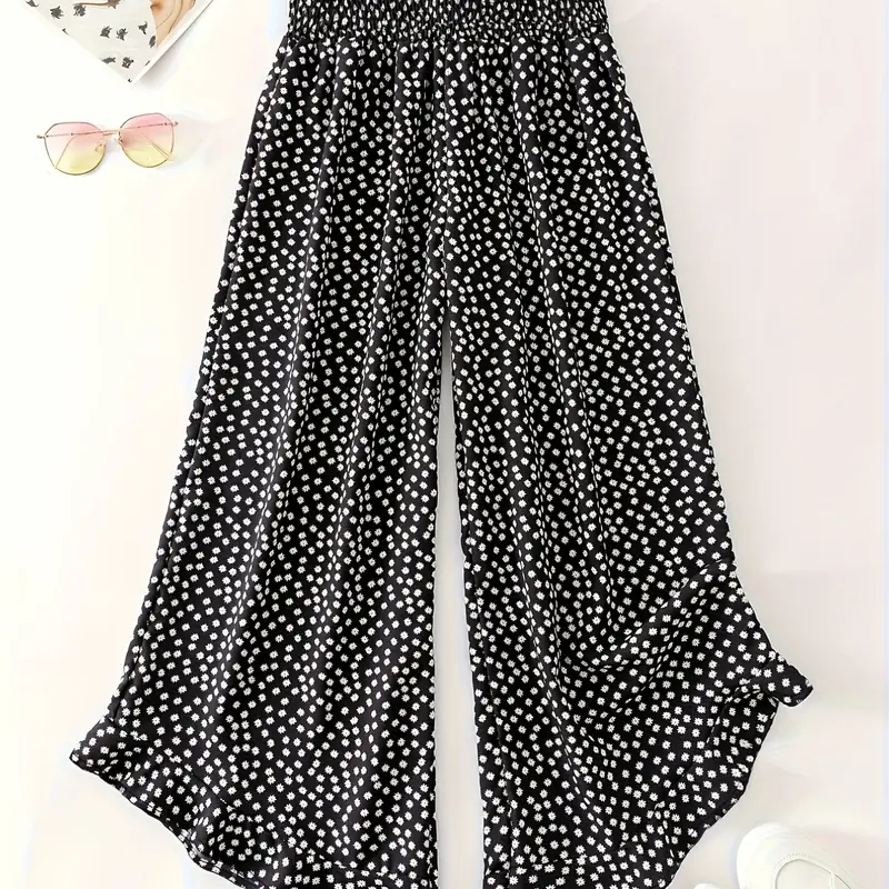 Summer Polka Dot Loose Fit Elastic Waist Casual Pants, Comfortable, Stylish and Bohemian, Perfect for Everyday Wear, Women's Fashion Jeans, Boho, Bottoms