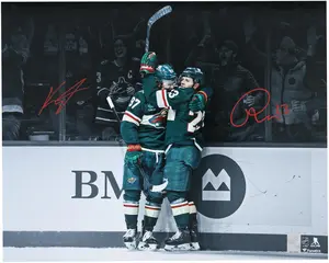 Kirill Kaprizov and Marco Rossi Minnesota Wild Autographed 16" x 20" Spotlight Celebration Photograph - Fanatics Authentic Certified