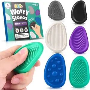 Fidget Toys Adults Sensory Stone: 6 Pack Textured Worry Stone for Autism Kids Calming Down - Fidget Stress Toys for Stress Relief - Small Students Prizes Fidget ToysWYTT