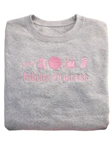 Princess Pilates Embroidery Shirt - Soft Fabric High-Quality Embroidery Relaxed Fit Perfect for Pilates Days & Coffee Runs shirts women