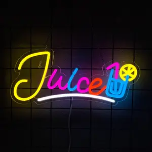 Juice Neon Sign Indoor Wall Decor, Bar Sign, Party Decoration for Juice Shop, Home Bedroom Decor, Neon Light Signage
