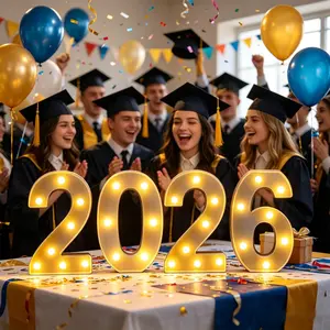 2026 Graduation Marquee Number Lights - LED Light Up 2026 Numbers Sign for Grad, Class of 2026 Supplies, Senior Graduation Photo Props