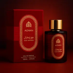 Adyan Oud Saffron Eau de Parfum 100ml - Premium Scented Fragrance Spray in Elegant Red Packaging with Azafrán Rosa Oud Sándalo Ámbar Almizcle Notes Regular Edition