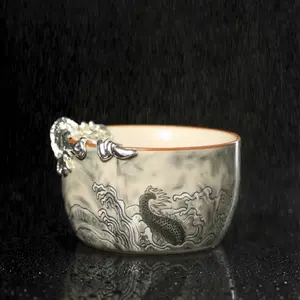 A24 Luxury Wood-Fired Ceramic Kung Fu Tea Cup with Dragon Motif — Master Cup